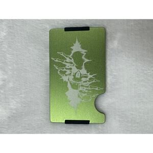 MINIMALIST RFID BLOCKING MATTE OLIVE GREEN PEEKING SKULL AND HANDS WALLET